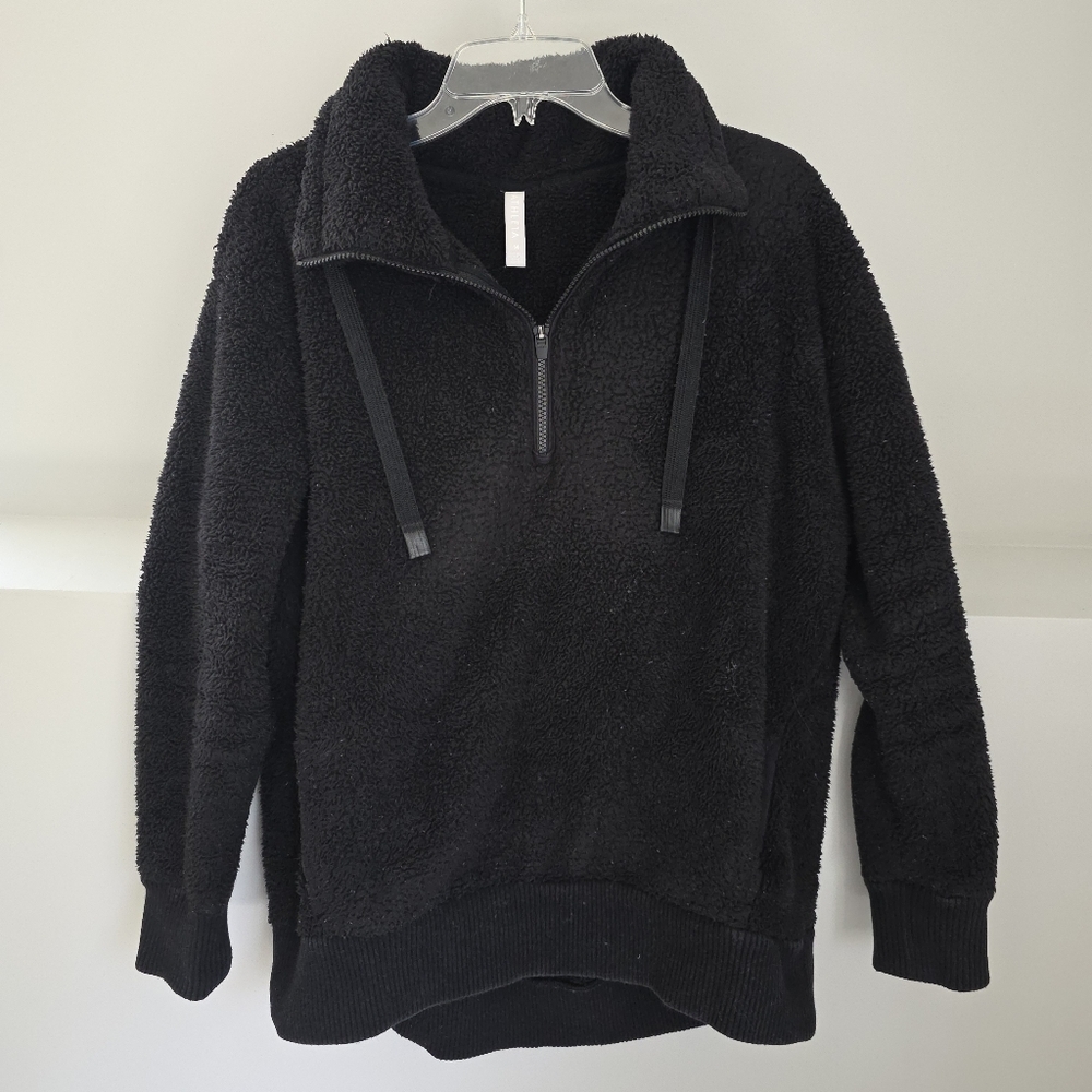Athleta Black Sherpa Quarter-Zip Pullover